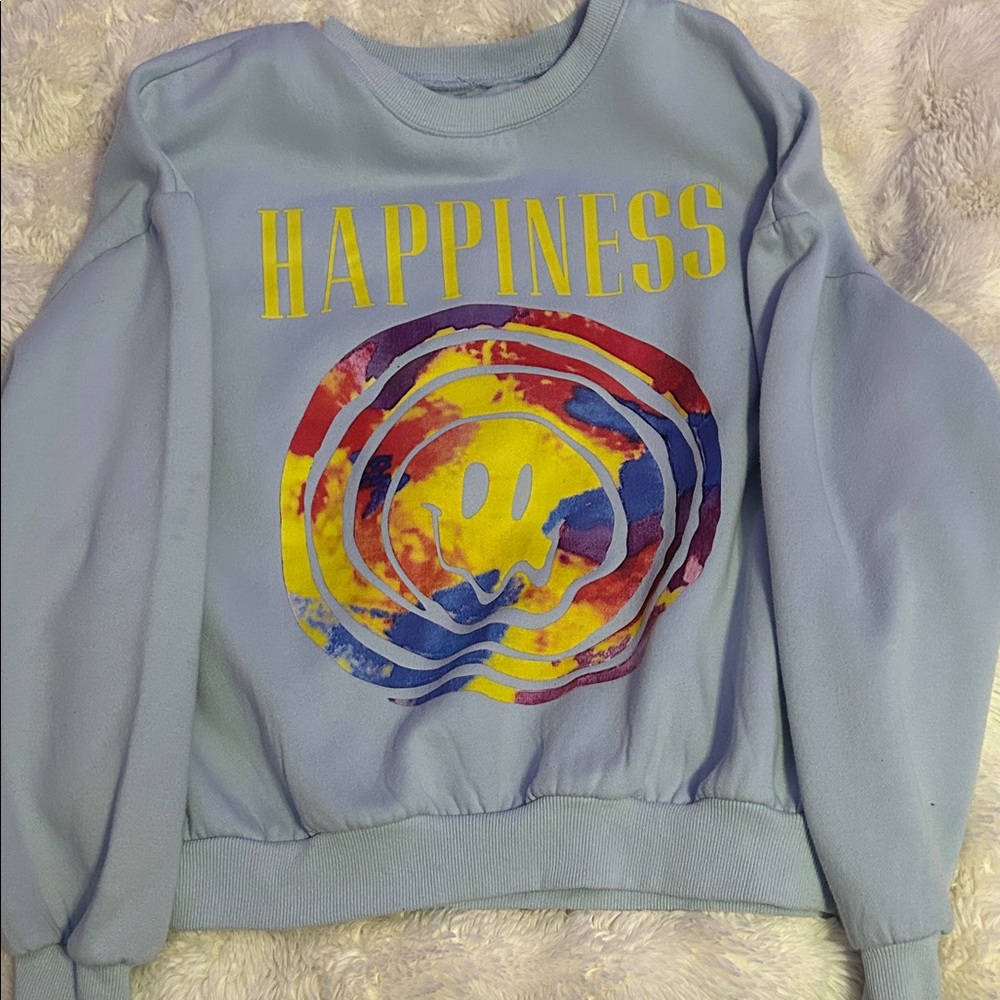 Blue Happiness Graphic Sweatshirt